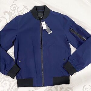 Banana republic black and navy nylon bomber jacket